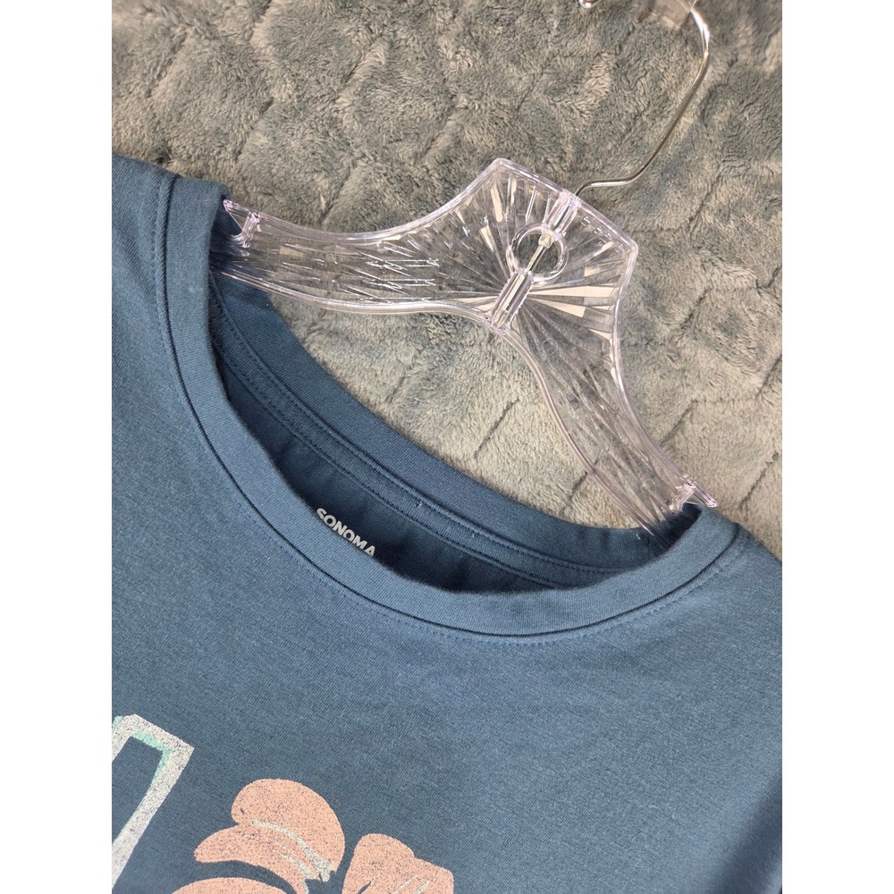 Sonoma Goods For Life Flourish Floral Graphic Tee Teal Blue XXL Relaxed Fit